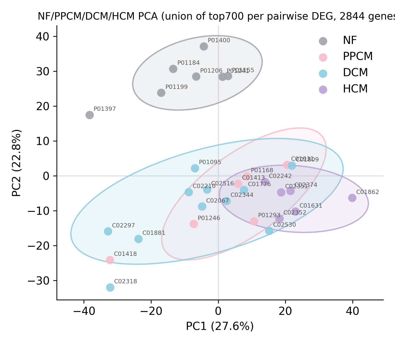 Gene Expression PCA (DEG) 2D PCA